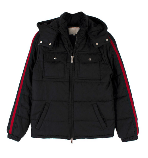 Gucci Kids 12Y Black Monogram Logo Puffer Jacket
