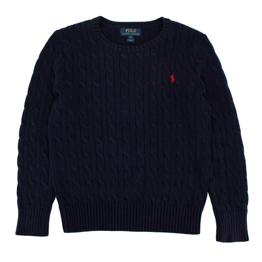Polo Ralph Lauren Navy Cotton Cable Knit Sweater