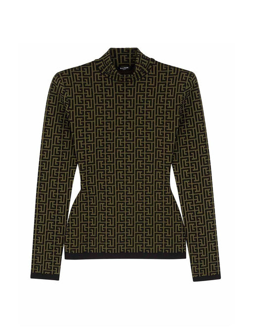Khaki Monogram Stretch Knit Jumper