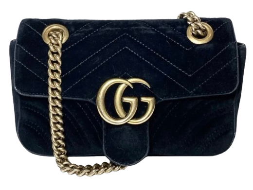 Gucci Black Velvet Marmont Chain Flap Bag