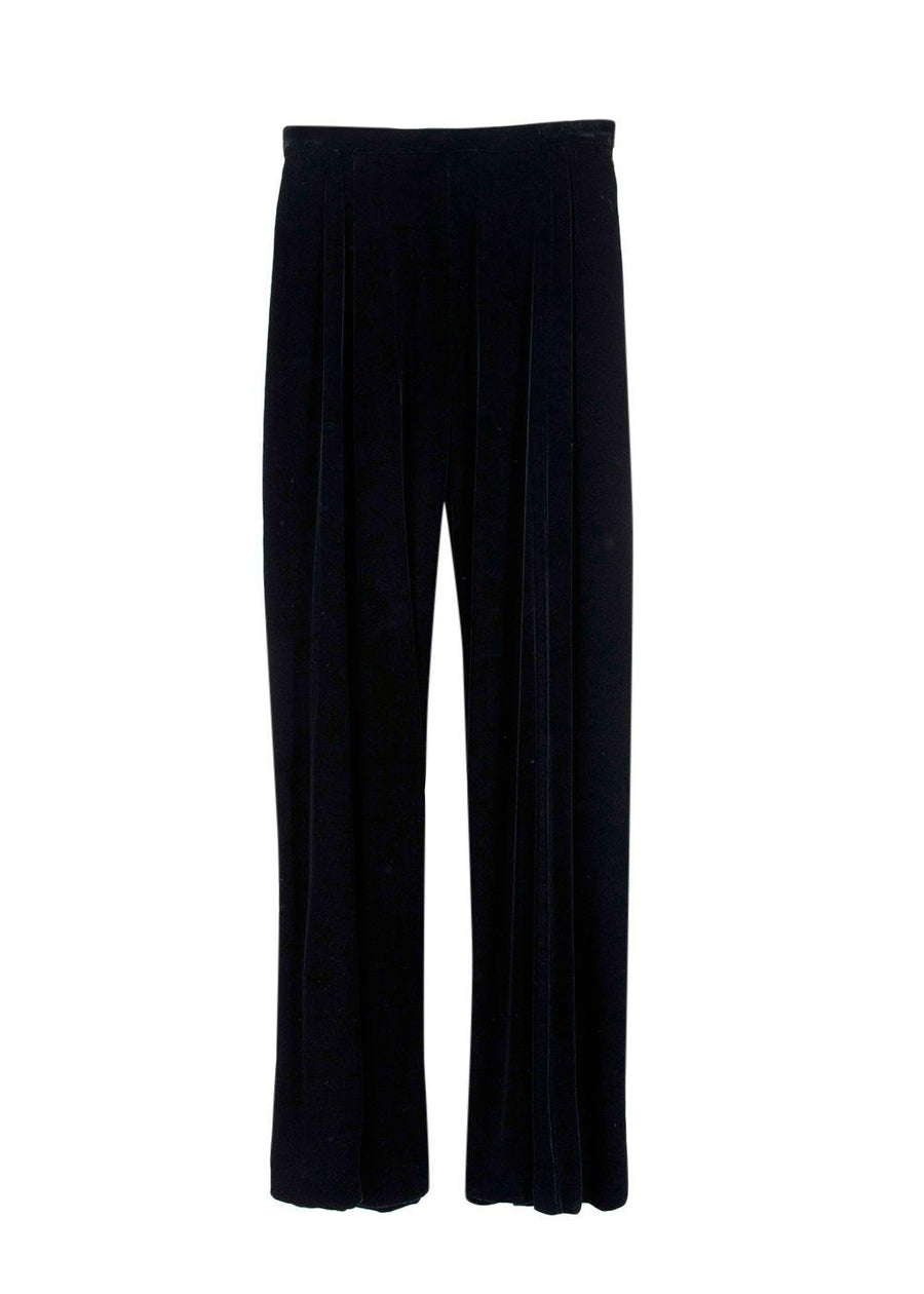 Saint Laurent Edition Soir Black Velvet Wide Leg Trousers