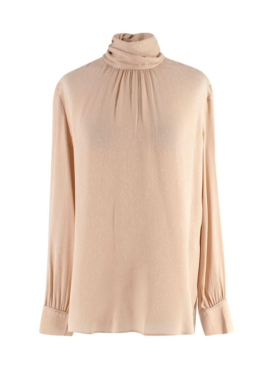 Fendi Golden Beige Blouse with Neck Tie