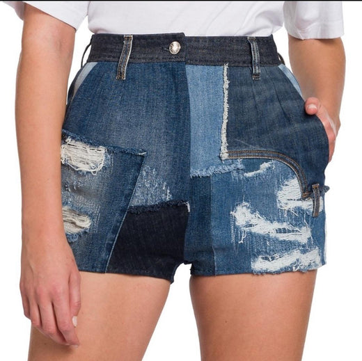 Patchwork Denim Shorts