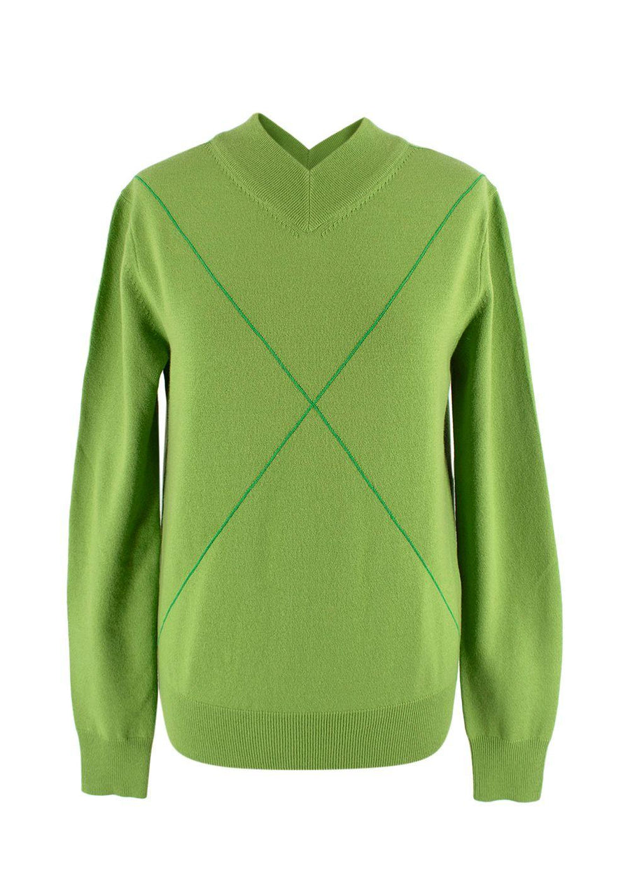 Bottega Veneta Green Wool-blend Fine Knit Jumper