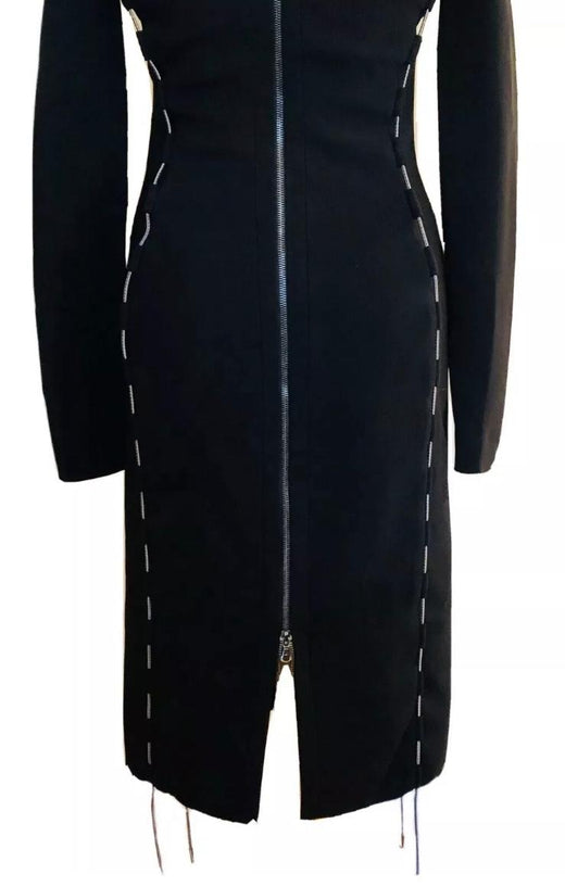 Antonio Berardi cord detail black knee-length pencil dress
