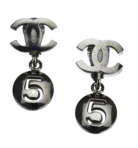 Chanel Number 5 Logo Earrings