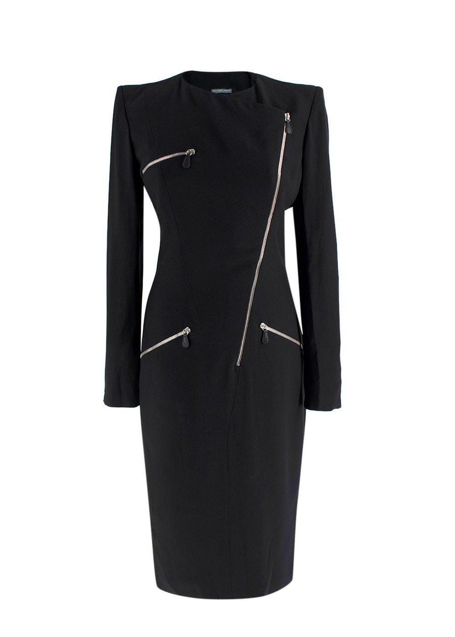 Alexander McQueen Black Dress with Silver Zips