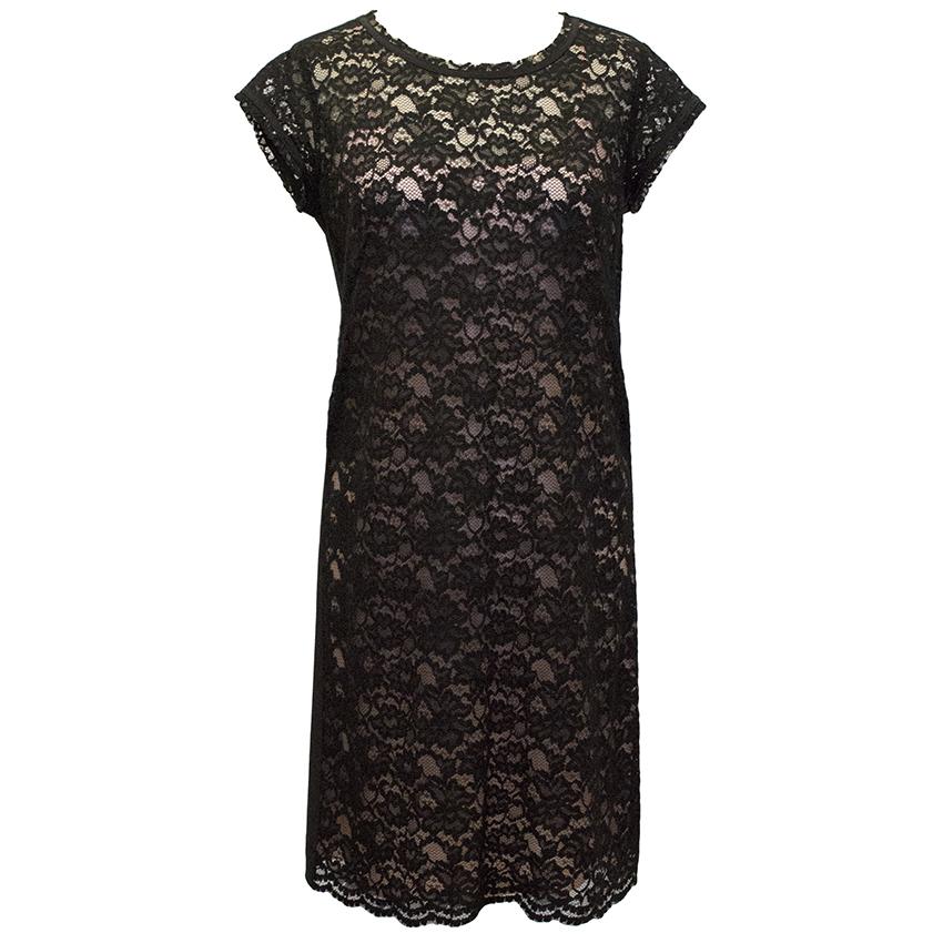 Pinko Black Lace Tunic with pink slip underdress