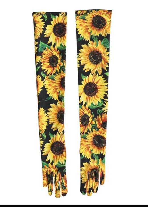 Dolce & Gabbana Sunflower Print Long Gloves