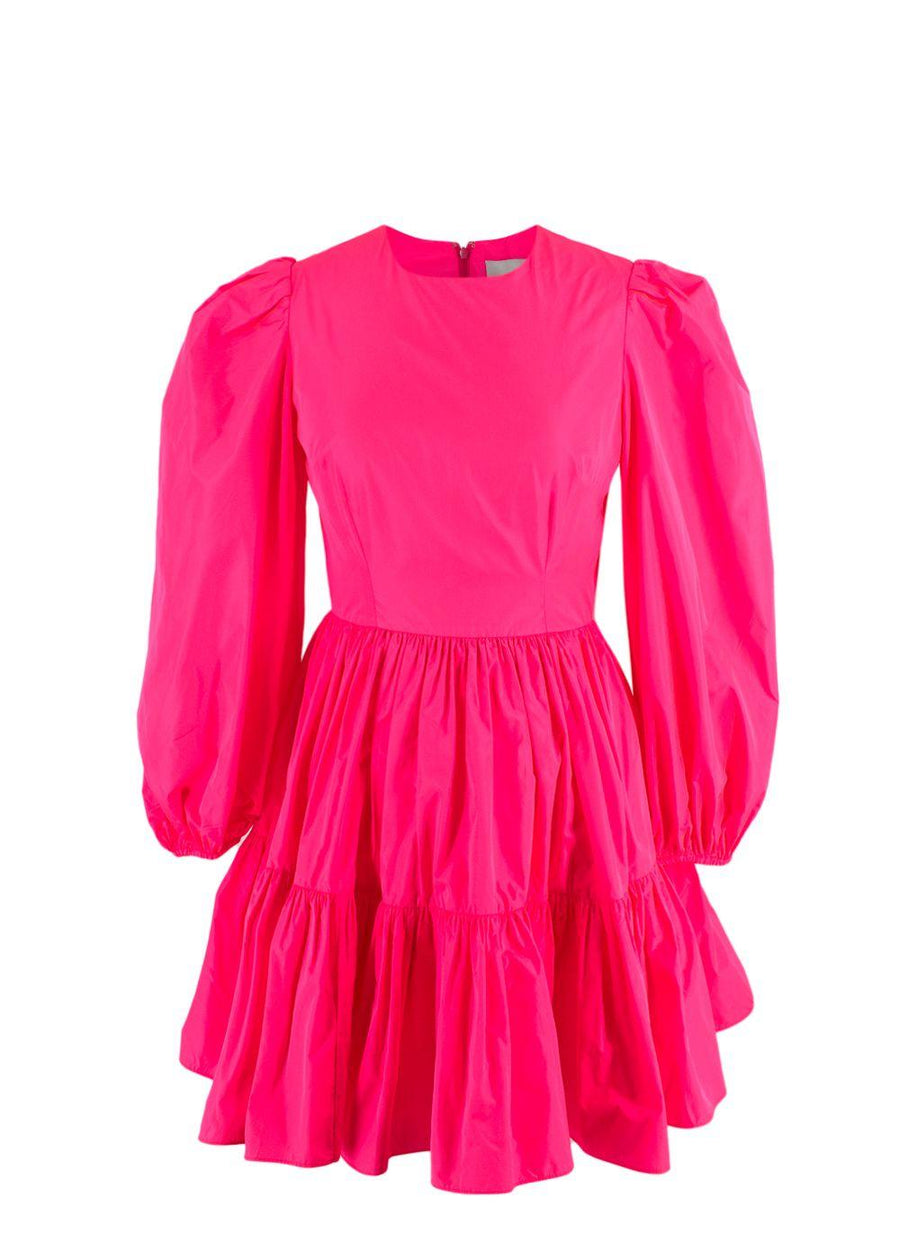 Valentino Neon Pink Satin Mini Dress
