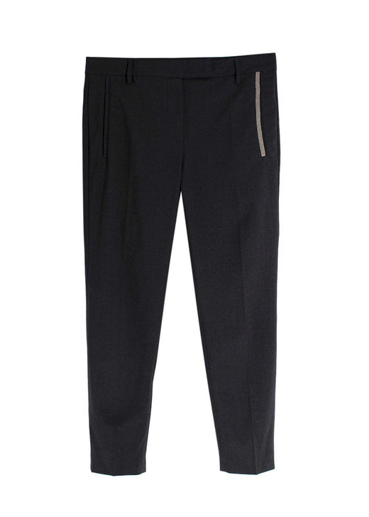 Brunello Cucinelli Charcoal Grey Trousers with Signature Embellishment