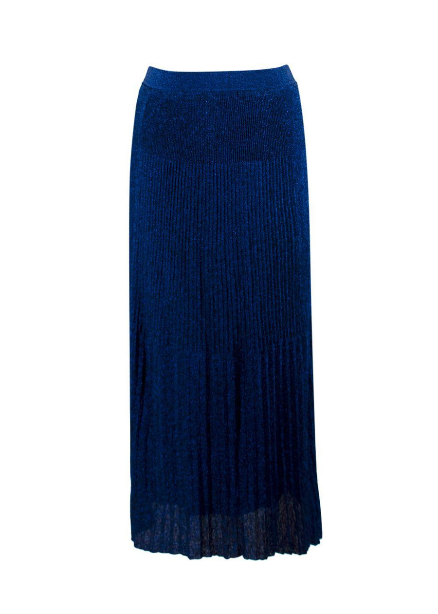 Missoni Metallic Blue Pleated Midi Skirt