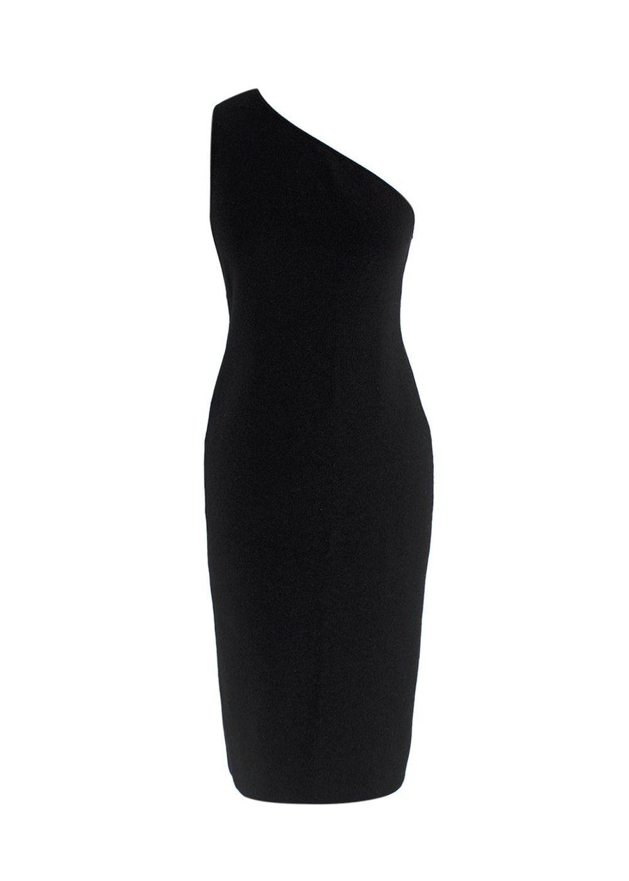 Bottega One Shoulder Black Midi Dress
