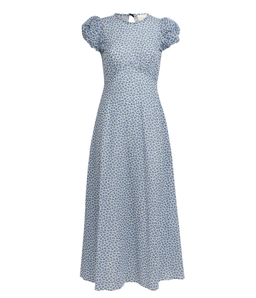DÔEN Blue Organic Cotton Romina Midi Dress