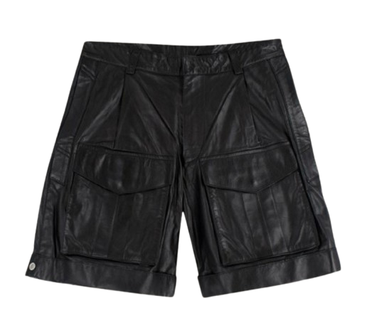 Dior Homme Black Leather Cargo Shorts