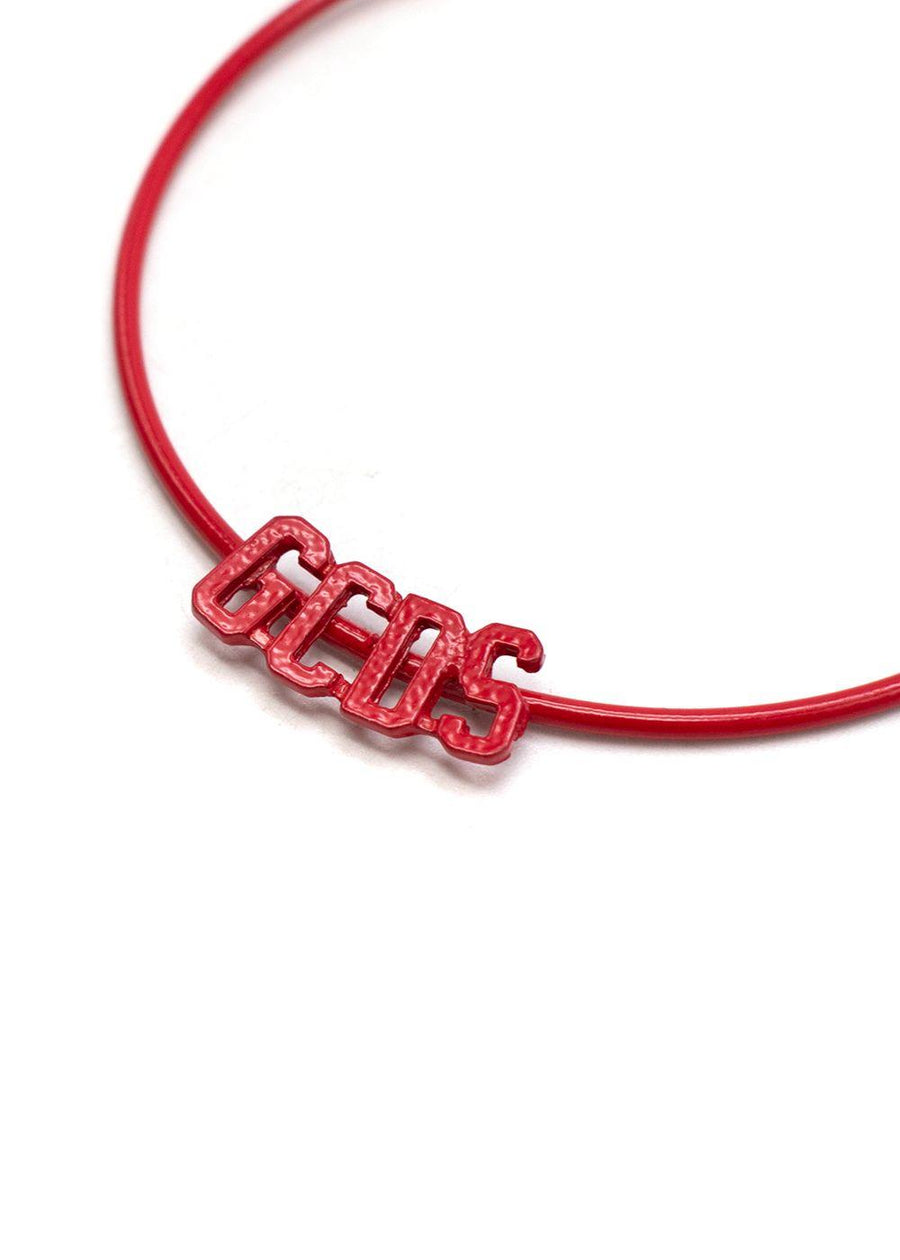 Red enamelled logo hoop earrings
