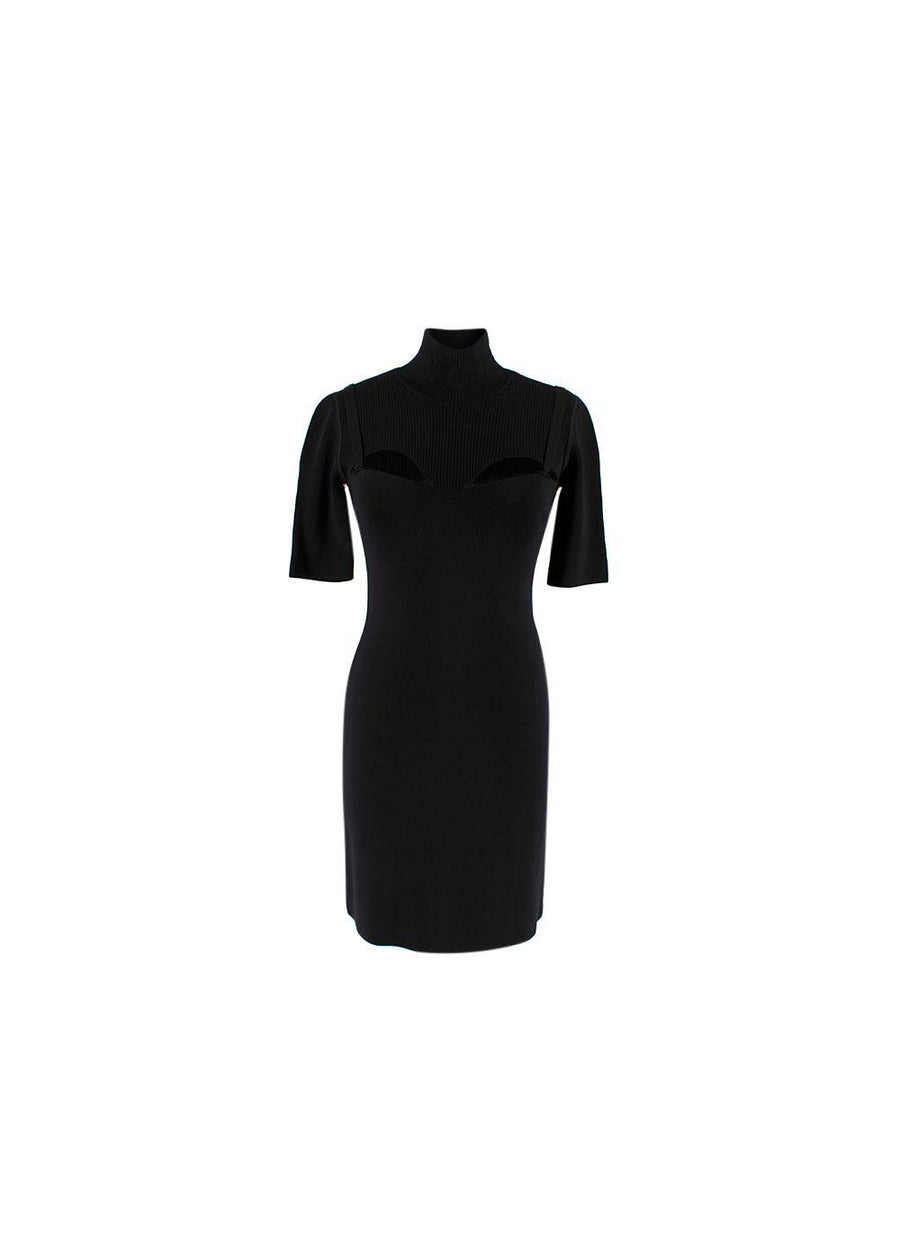 Black Stretch Knit Bustier Cut-Out Mini Dress