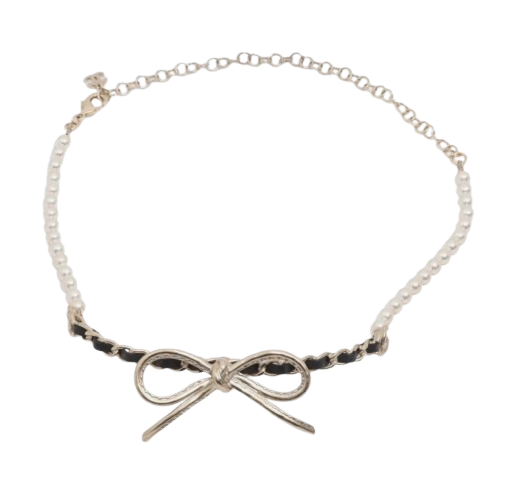 Chanel Faux Pearl/Ribbon Choker