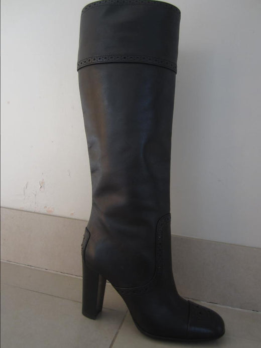 Tod's Black Tall Brogue Boots