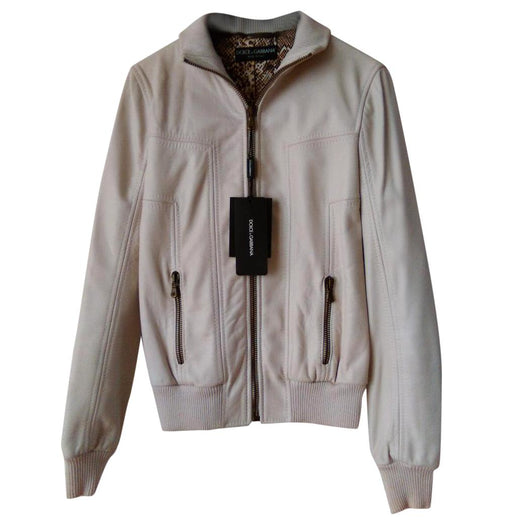 Dolce & Gabbana Womens White Leather Jacket