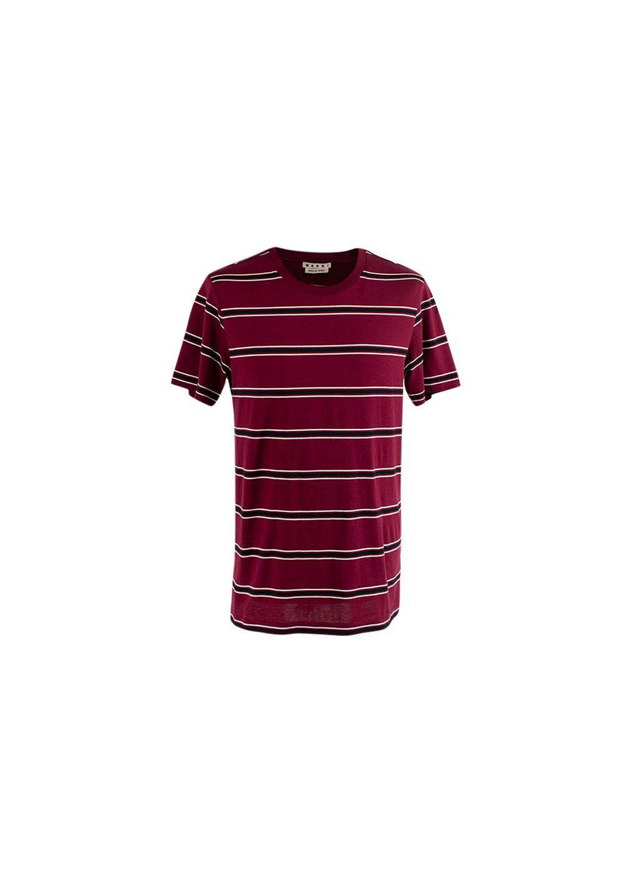 Burgundy & black striped cotton jersey T-shirt