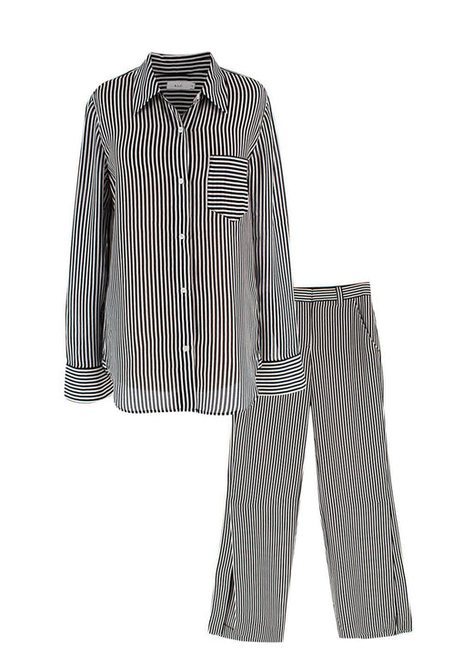 A.L.C Black and White Monochrome Stripe Trouser Set