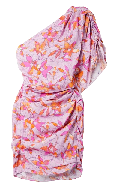 Isabel Marant Purple Patterned Off Shoulder Mini Dress