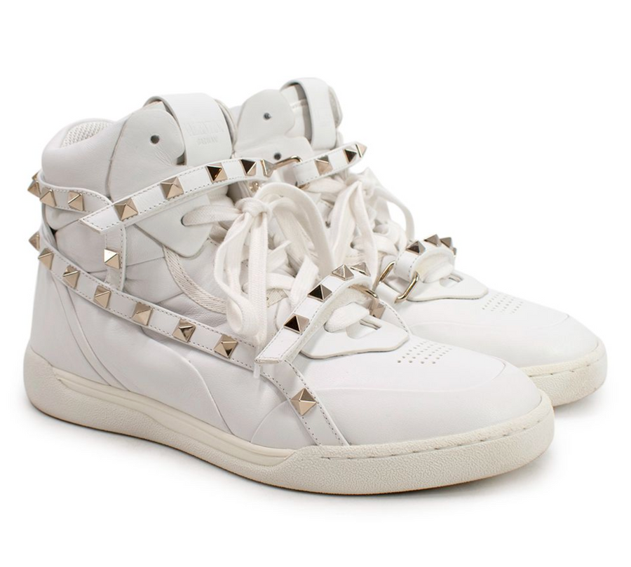 Valentino Garavani White Rockstud Wrap High-top Sneakers