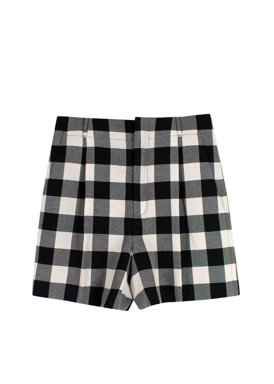 Dior Black and White Gingham High Waisted Wool Shorts