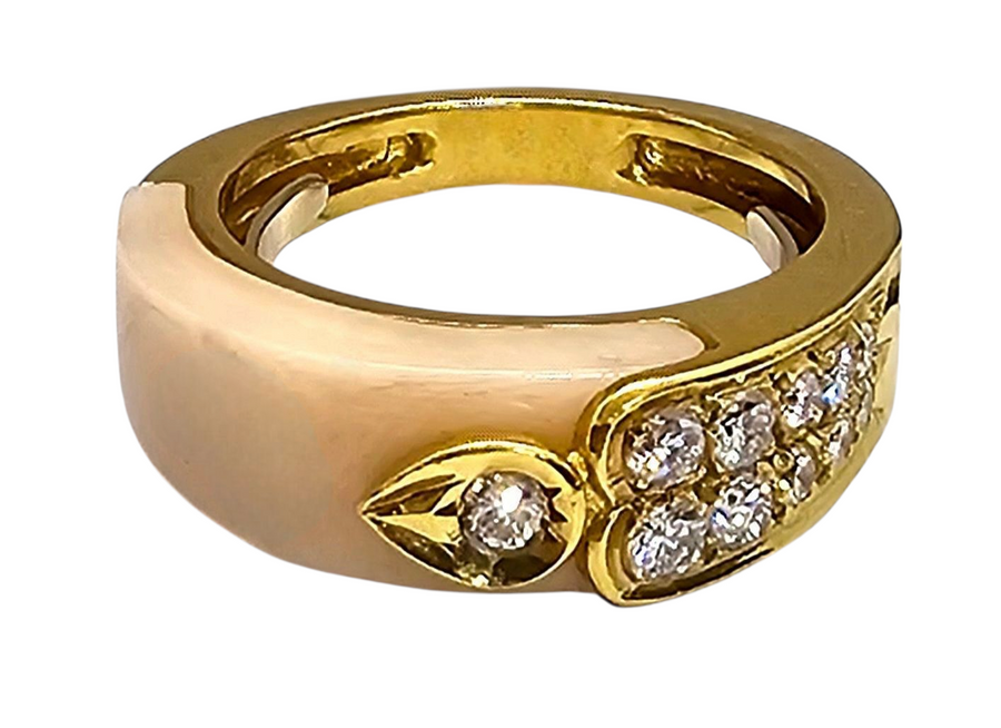 Vintage Coral And Diamond Gold Ring
