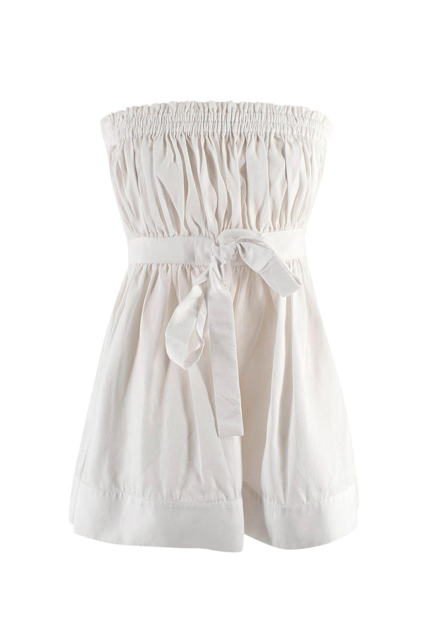 Alexander McQueen White Strapless Peplum Top