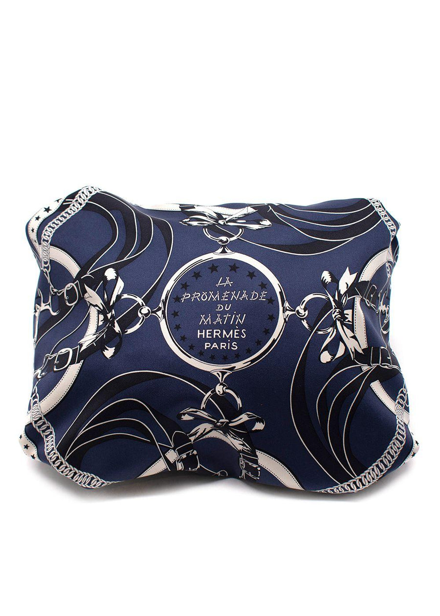Hermes Navy Printed Silk Balusoie Bag