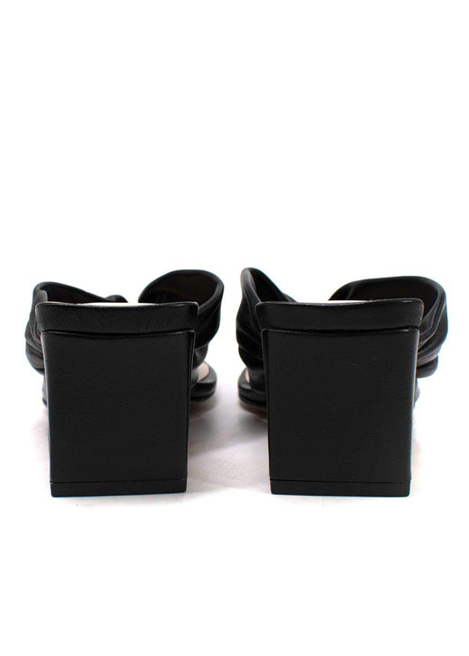Porte & Paire Black Leather Mules