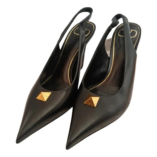 Valentino Garavani Black Canvas and Leather Heeled Shoes