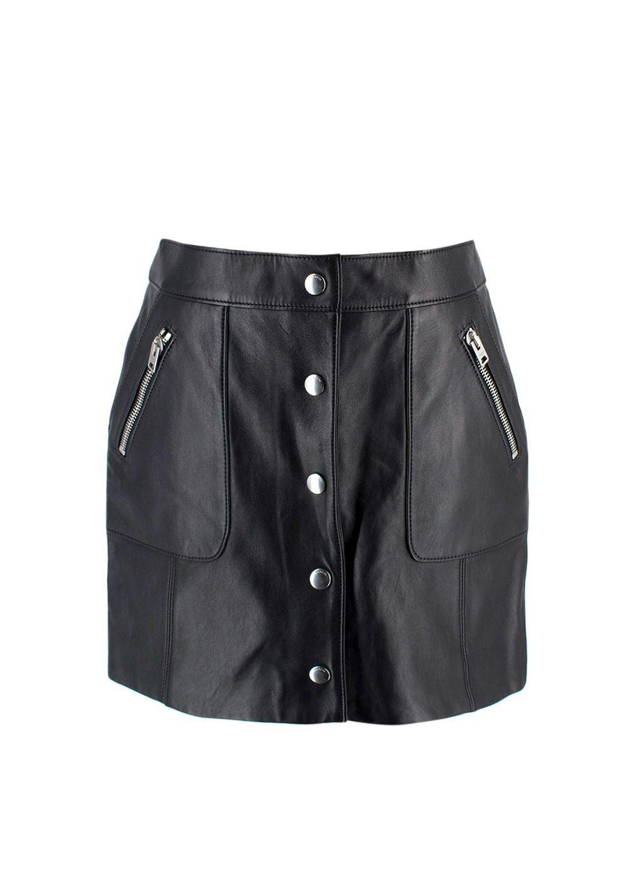 Coach Black Leather Mini Skirt