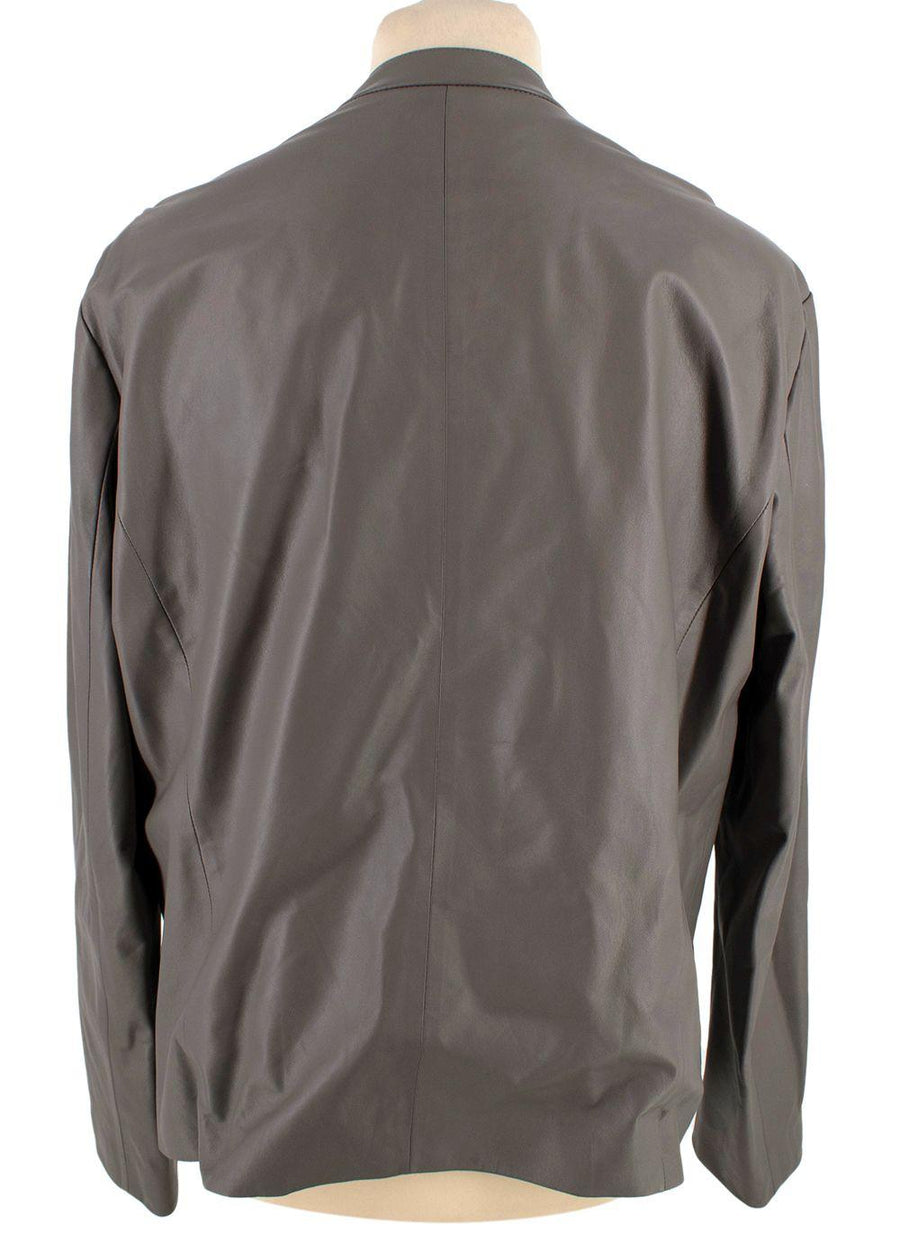 Armani Collezioni Grey Pleated Leather Jacket