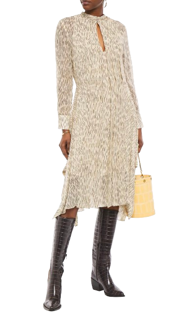 Chloe Tie-neck printed silk-georgette midi dress