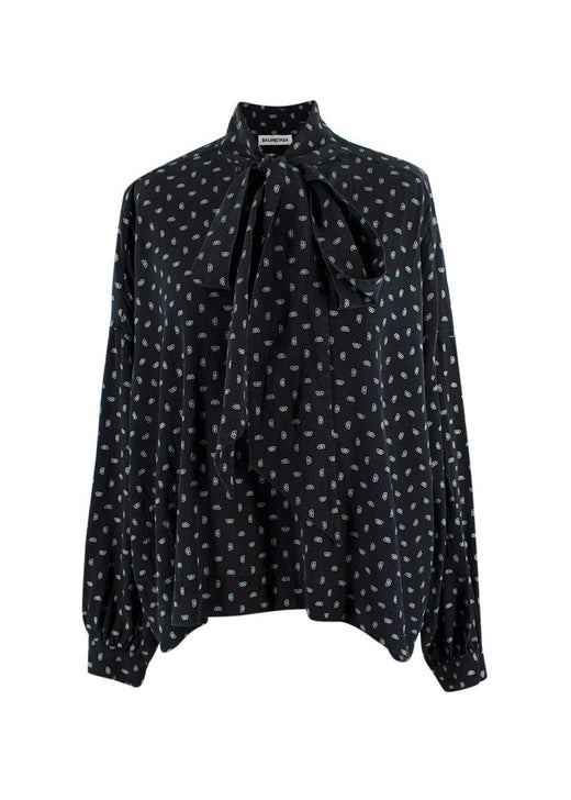 Balenciaga Black Monogram Silk Blouse