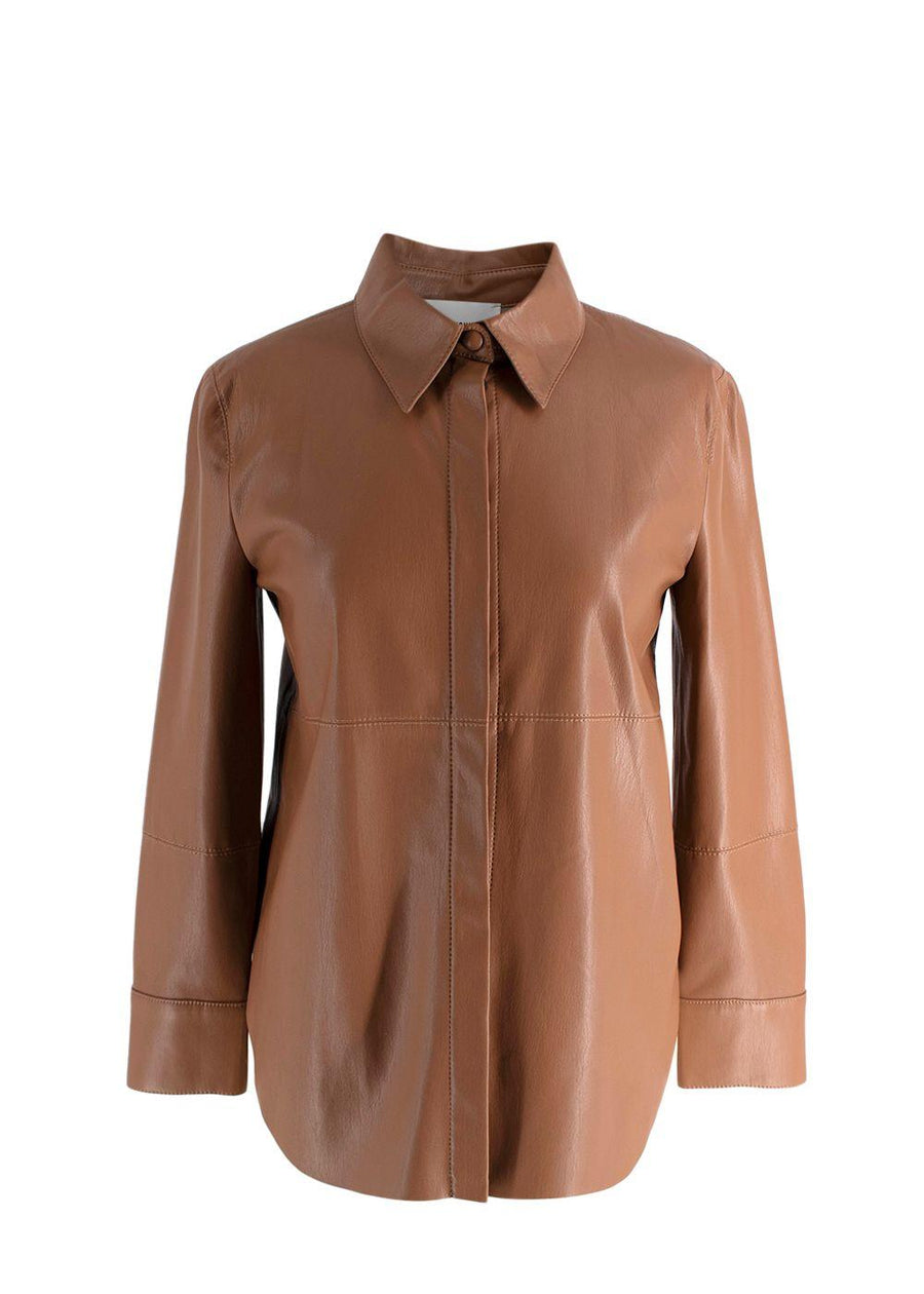 Nanushka Milk Chocolate Brown Faux Leather Shirt/Jacket