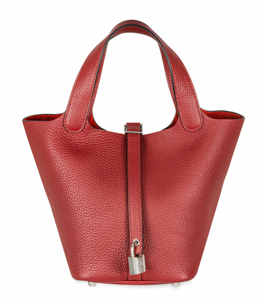 Hermès Rouge Clemence Leather Picotin Lock 18 Bag