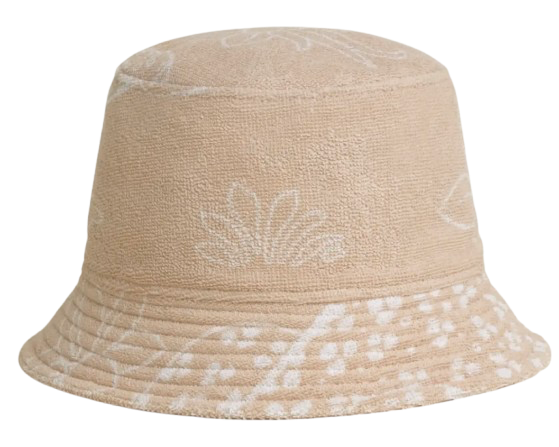 Hermes Beige Gene Les Leopards Terry Towelling Bucket Hat