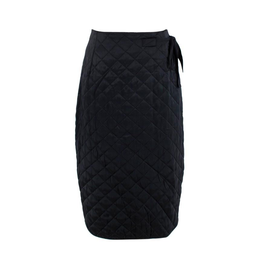 Celine Black Quilted Satin Pencil Skirt