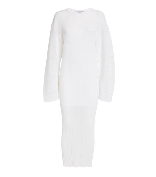 Stella McCartney Plissé Fine-knit Midi Dress