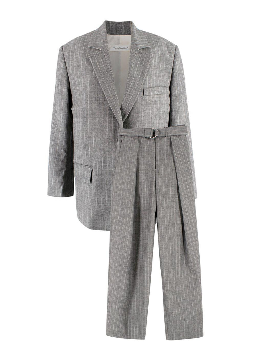 There Was One Grey Pinstripe Blazer and Tailored Trouser Suit