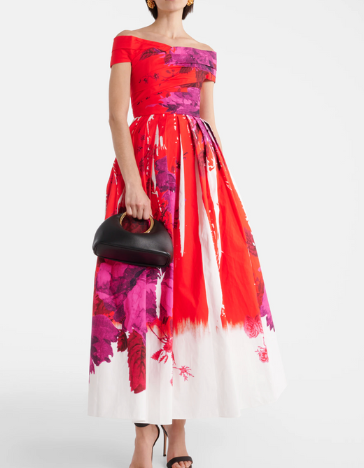 Erdem Off-shoulder Cotton Faille Maxi Dress