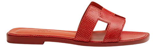 Hermes Rouge Coccinelle Lizard Oran Sandals