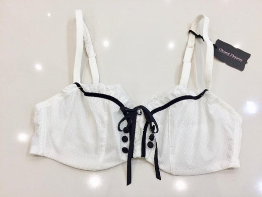 Chantal Thomass Paris Ivory Leavers Lace Half Cup Bra & Brief Set