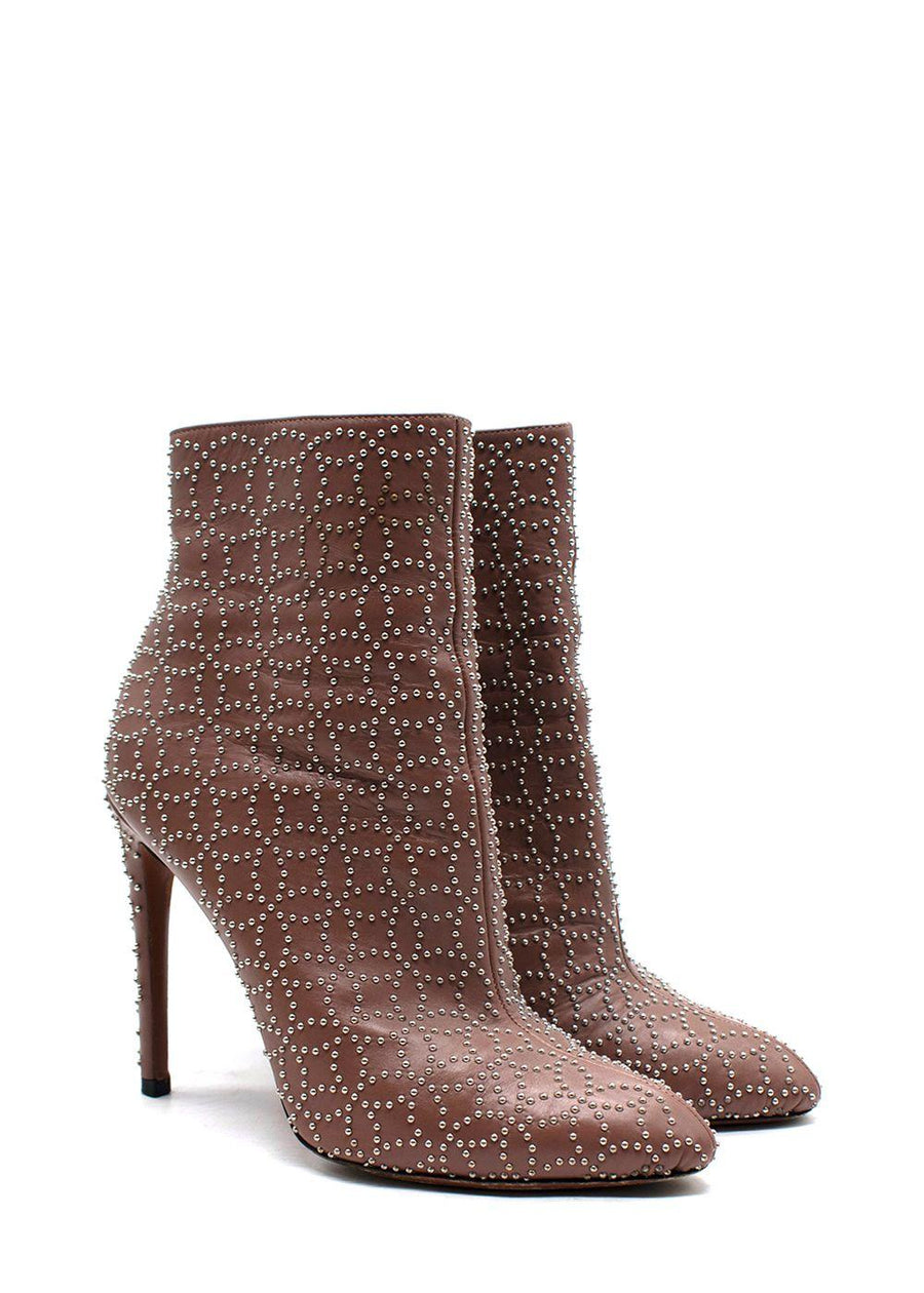 Alaia Nude Studded Stiletto Ankle Boots