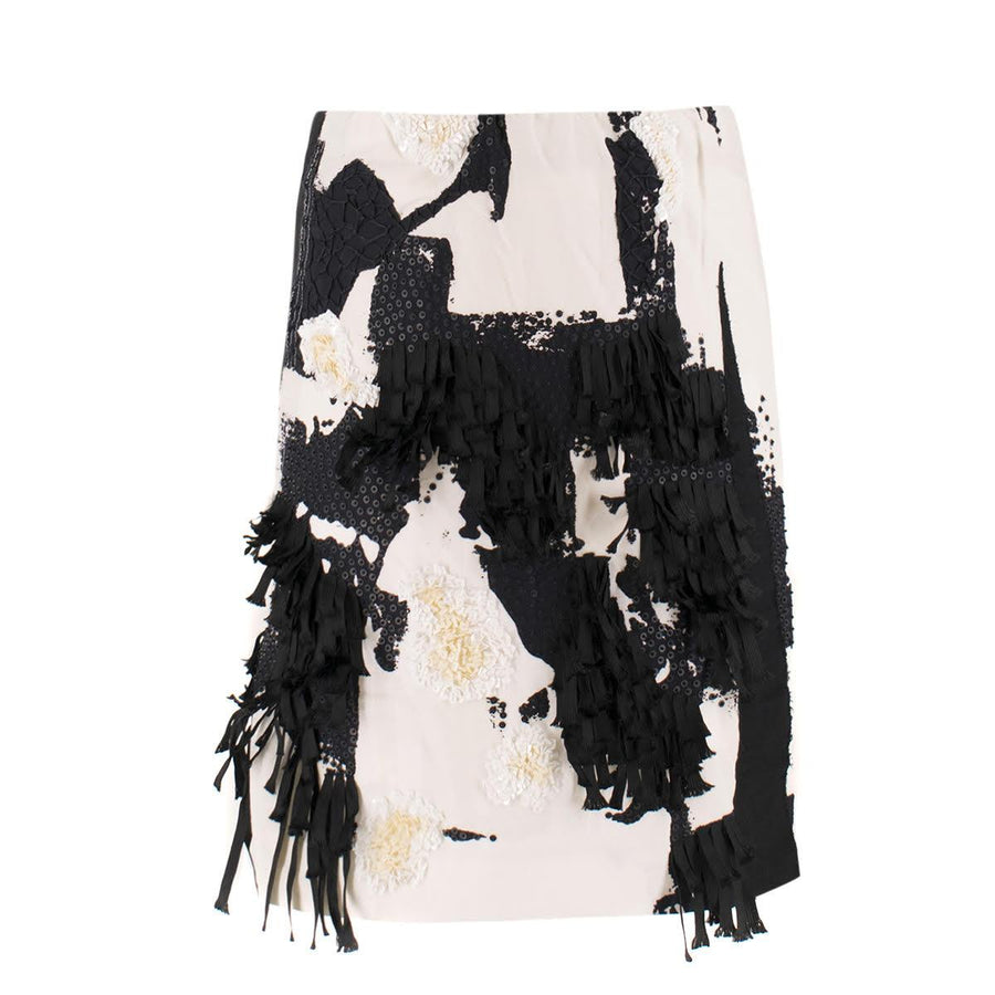 Donna Karan Black Label Embellished Cotton Skirt