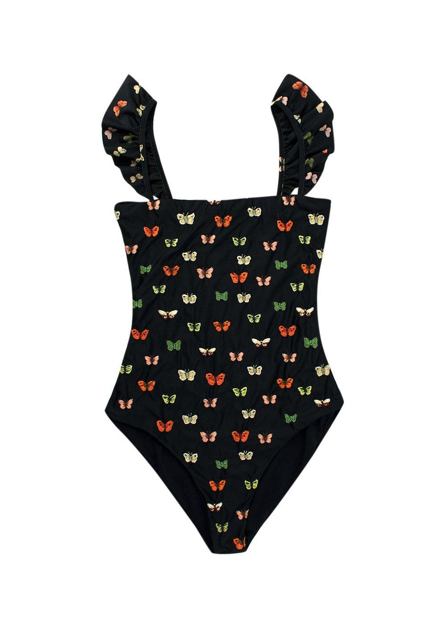 Agua by Agua Bendita Butterfly Embroidered One Piece Bathing Suit